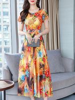Floral A-line Maxi Dress - thumbnail