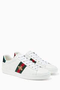 White Ace Bee-Embroidered Sneakers