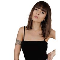 Short Bob Wigs with Bangs Straight Wig Ombre Black to Brown Natural Wig Women Synthetic Wig with Bangs Daily Party Wig Women 40 cm miniinthebox - thumbnail