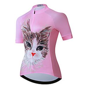 21Grams Women's Short Sleeve Cycling Jersey Summer Spandex Polyester Pink Cat Animal Bike Jersey Top Mountain Bike MTB Road Bike Cycling Quick Dry Moisture Wicking Breathable Sports Clothing Apparel Lightinthebox
