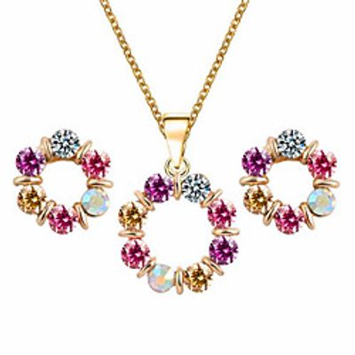Women's Jewelry Set Bridal Jewelry Sets Geometrical Precious Fashion Gold Plated Earrings Jewelry Rainbow For Christmas Wedding Halloween Party Evening Gift 1 set miniinthebox