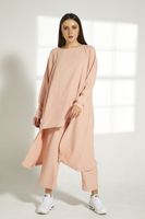 Peach Cey Mélange Fabric Top And Pants Set (XS, S, M, L, XL, XXL)