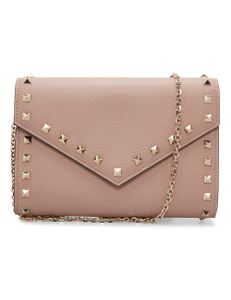Rockstud Wallet with Chain Strap - Powder Pink