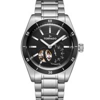 Tornado Autovova Men's Automatic Black Open-Aperture Dial Small Seconds Sub Dial Watch - T23302-SBSB