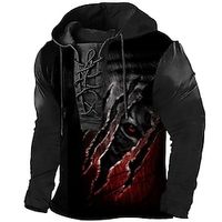 Men's Pullover Hoodie Sweatshirt Pullover Red Gray Black Hooded Graphic Prints Lace up Print Casual Daily Sports 3D Print Basic Streetwear Designer Spring   Fall Clothing Apparel Hoodies Sweatshirts  Lightinthebox - thumbnail