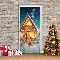 Christmas 3D Stickers Waterproof Door Stickers Xmas Door Mural Peel Self Adhesive Wallpaper PVC Sticker Removable Wall Decal for Home Office Decoration Lightinthebox - thumbnail
