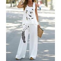 Women's Bolero Top Printing Daily White Print Sleeveless Elegant U Neck Loose Fit Summer Lightinthebox - thumbnail