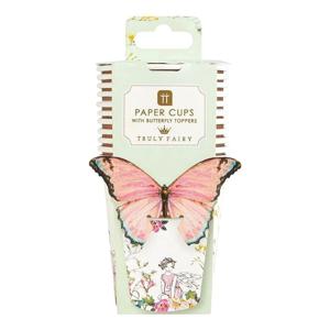 Talking Tables Truly Fairy Cups With Butterfly Topper 7 oz - (Pack of 12)