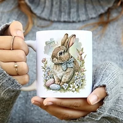 1pc 11oz320ml Ceramic Coffee Mug White Tea Mug Novelty Gift For Hot Or Cold Drinks Like Cocoa Milk Tea Or Water Gifts For Valentine's Day Easter Birthday Lightinthebox