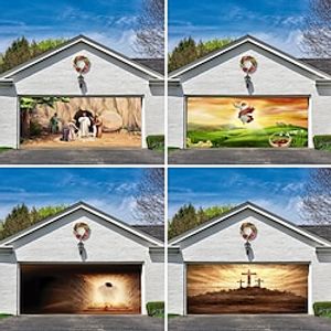 Christmas Garage Door Banner, Indoor Outdoor Christmas Holidays, Happy Background, Decoration Cover, Christmas Happy New Year Banner, Large Door Cover, Christmas Decoration miniinthebox