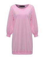 Women Casual Pure Color Long Sleeve O-neck Sweatshirt Dress