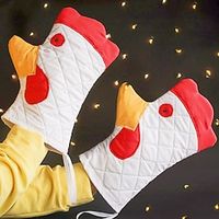 Rooster Trim Oven Mitts, Washable Cute Oven Mitts, Oven MitsGlove Set, Printed Rooster Heat Resistant Oven Gloves, Hot Mitts for Kitchen, Friendly  Safe Backing Cooking Barbecue Lightinthebox - thumbnail