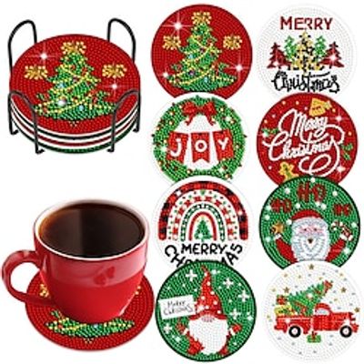 Christmas Diamond Coasters Round with Holder 5D DIY Christmas Candy Diamond Art Coasters Acrylic Round Cup Coaster with Cork Pads for Drinks Diamond Arts Kits for Christmas Gift Lightinthebox Christmas Diamond Coasters Round with Holder 5D DIY Christmas Candy Diamond Art Coasters Acrylic Round Cup Coaster with Cork Pads for Drinks Diamond Arts Kits for Christmas Gift Lightinthebox