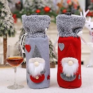 Christmas Wine Bottle Bags Cover, Cute Red Wine Bottle Decorations Bag, Cartoon Christmas Decoration Wine Gift Felt Bag For Hotel Kitchen Table Decoration Lightinthebox