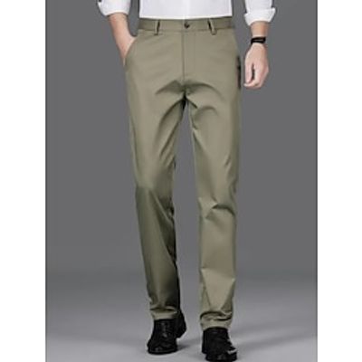 Men's Dress Pants Trousers Suit Pants Pocket Plain Comfort Breathable Outdoor Daily Going out Fashion Casual Black Green miniinthebox
