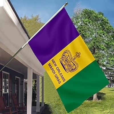 Mardi Gras Carnival Pole Flag Outdoor Patio Garden Flags Parade Banner Decor Party Supplies Lightinthebox