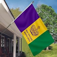 Mardi Gras Carnival Pole Flag Outdoor Patio Garden Flags Parade Banner Decor Party Supplies Lightinthebox - thumbnail
