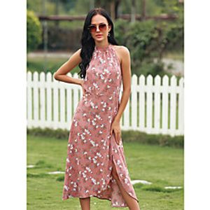 Women's Strap Dress Midi Dress Blushing Pink Black Sleeveless Print Spring Summer Casual / Daily Slim 2021 M L XL 2XL 3XL miniinthebox