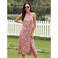 Women's Strap Dress Midi Dress Blushing Pink Black Sleeveless Print Spring Summer Casual / Daily Slim 2021 M L XL 2XL 3XL miniinthebox - thumbnail