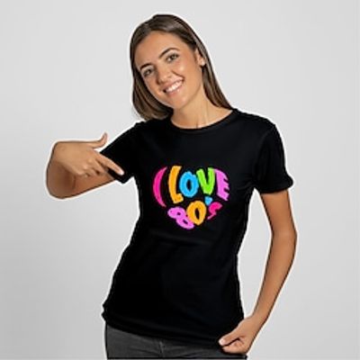 Women's T shirt Letter Print Round Neck Vintage Tops Green Blue White Lightinthebox