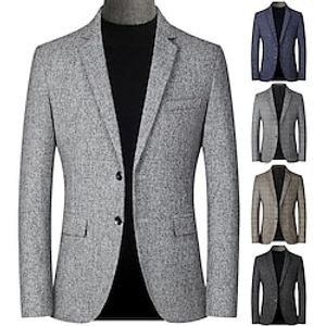 Men's Winter Coat Wool Coat Overcoat Blazer Short Coat Formal Daily Wear Winter Fall Terylene Thermal Warm Outdoor Outerwear Clothing Apparel Fashion Modern Contemporary Plaid Pocket Turndown Single miniinthebox