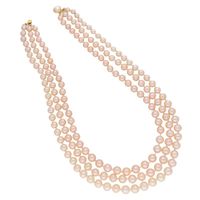 Sri Jagdamba Pearls 3 Line Knoted Round Pearl Set - JPJUN-20-182