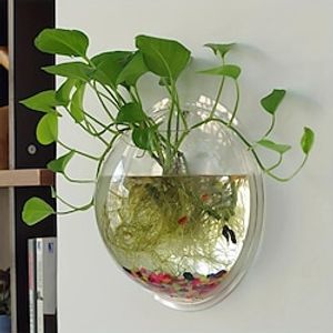 Free Punching Hydroponics Planter, Home Decoration Pot Wall Hanging Mount Bubble Aquarium Bowl Fish Tank Aquarium Home Minipot miniinthebox