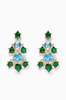 Chandelier Earrings with Emerald, Topaz & Diamonds in 18kt Yellow Gold Chandelier Earrings with Emerald, Topaz & Diamonds in 18kt Yellow Gold