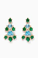 Chandelier Earrings with Emerald, Topaz & Diamonds in 18kt Yellow Gold - thumbnail