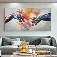 Handmade Art Painting On Canvas Modern Hand Painted Textured Artwork With Colorful Hands Wall Art For Living Room (No Frame) Lightinthebox - thumbnail