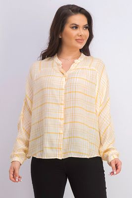 Womens Textured Check Shirt Yellow/White Womens Textured Check Shirt Yellow/White