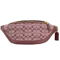 Coach Warren Wine Chambray Signature Canvas Pebbled Leather Belt Bag - 22735