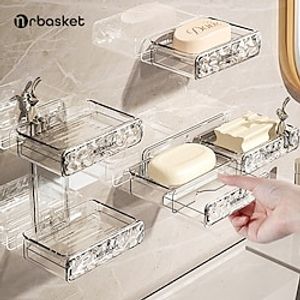 Glacier Pattern No-Drill Soap Dish Wall-Mounted High-End Household Bathroom Drainage Shelf Double-Layer Soap Box Lightinthebox