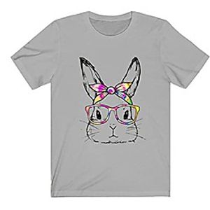 cute t shirts for women funny bunny face printed blouse short sleeve summer tops crewneck tee gray Lightinthebox