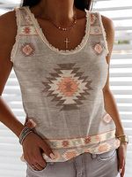 Casual V-neck Loose Sleeveless T-shirt