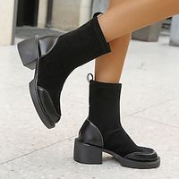 Women's Boots Combat Boots Winter Boots Comfort Shoes Daily Platform Chunky Heel Classic Casual Comfort Faux Suede Black Lightinthebox - thumbnail