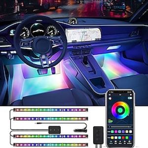Car LED Ambient Light Auto Interior Atmosphere Decorative Lamp Strip With APP Control Flowing Color RGB Car Neon Foot Light miniinthebox