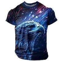 Animal American US Flag Eagle Fashion Athleisure Men's 3D Print T shirt Tee Street Sports Outdoor Festival American Independence Day T shirt Blue Crew Neck Shirt Summer Spring Clothing Apparel S M L Lightinthebox