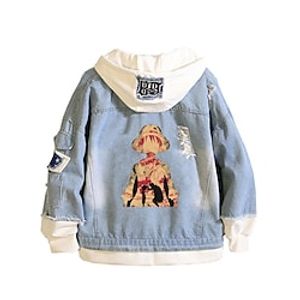 One Piece Film: Red Trafalgar D. Water Law Anime Cartoon Manga Anime Denim Jacket Harajuku Kawaii Coat For Men's Women's Unisex Adults' Hot Stamping Denim miniinthebox