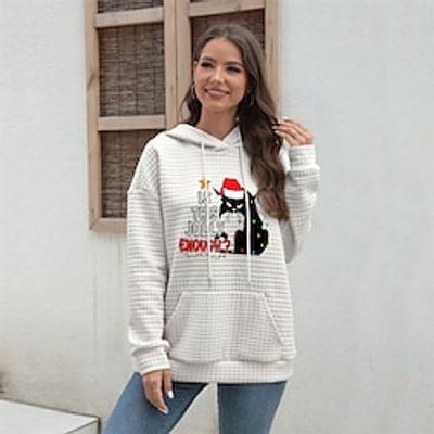 Christmas Sweatshirt Women's Hoodie Sweatshirt Pullover Textured Cat Letter Sportswear Festival Drawstring Front Pocket Print White Pink Gray Christmas Casual Hoodie Long Sleeve Top Micro-elastic Lightinthebox Christmas Sweatshirt Women's Hoodie Sweatshirt Pullover Textured Cat Letter Sportswear Festival Drawstring Front Pocket Print White Pink Gray Christmas Casual Hoodie Long Sleeve Top Micro-elastic Lightinthebox