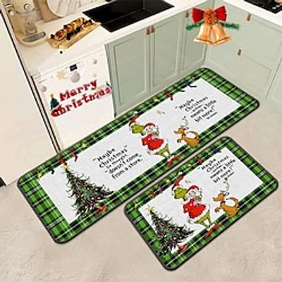 Christmas Decoration Kitchen Set Floor Mat, Entrance Mat, Entrance Mat miniinthebox