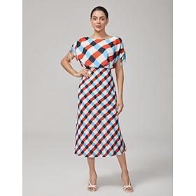 Geometric Print Ruched Maxi Dress