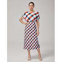 Geometric Print Ruched Maxi Dress