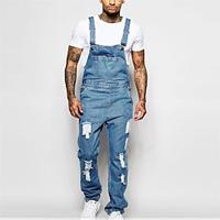 Men's Jeans Denim Pants Denim Jumpsuit Ripped Multi Pocket Straight Leg Plain Wearable Outdoor Sports Outdoor Fashion Casual Light Blue Lightinthebox