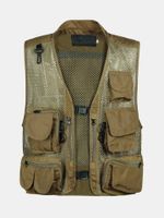 Mens Breathable Mesh Multifunctional Pockets Waistcoast Quick Dry Outdoor Fishing Sleeveless Vests