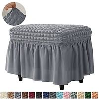 Spandex Seersucker Ottoman Slipcover,Stretch Rectangle Footstool Cover, Washable Removable Covers for Storage Ottoman, High Spandex Protector for Foot Rest Stool miniinthebox - thumbnail