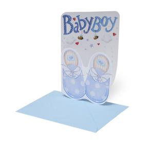 Legami Large Greeting Card - Baby Boy - Baby Born (11.5 x 17 cm)