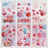 9pcs Valentine's Day Window Sticker Creative Love Rose Lock Window Clings Valentine's Day Decorations Window Clings. miniinthebox