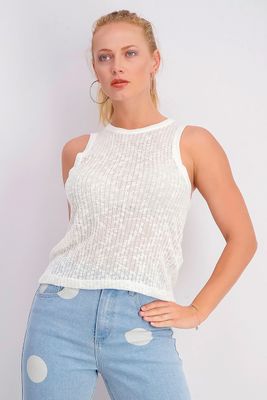 Womens Knitted Top  Off White