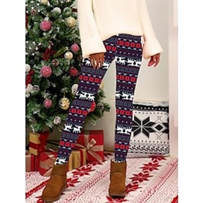 Women's Christmas Leggings High Waist Full Length High Cut Print Micro-elastic Active Fashion Daily Black White S M Fall Winter Lightinthebox